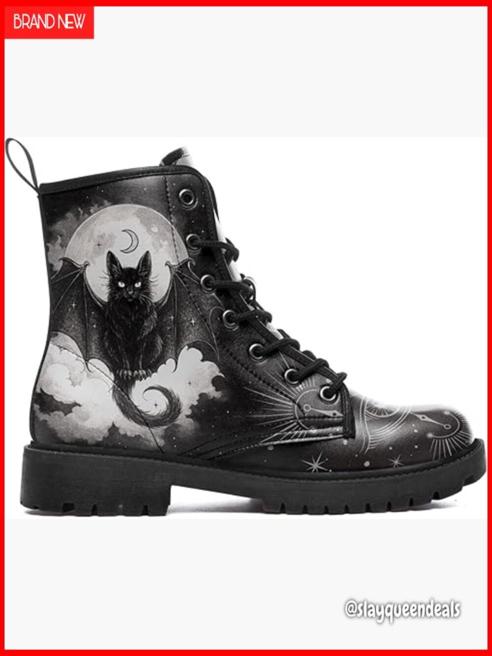 Gothic Combat Ankle Boots Vegan Leather Lace-Up Chunky Heel Punk Rock